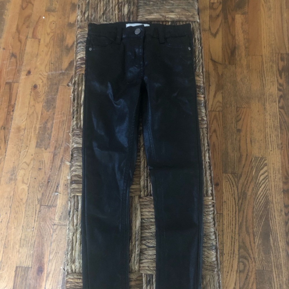 Dunnes Stores Black Denim Collection Aged 7-8 black shiny finish jeans